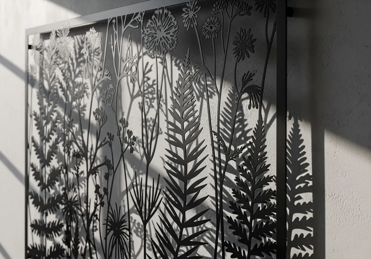 Växt- och blommotiv i metall