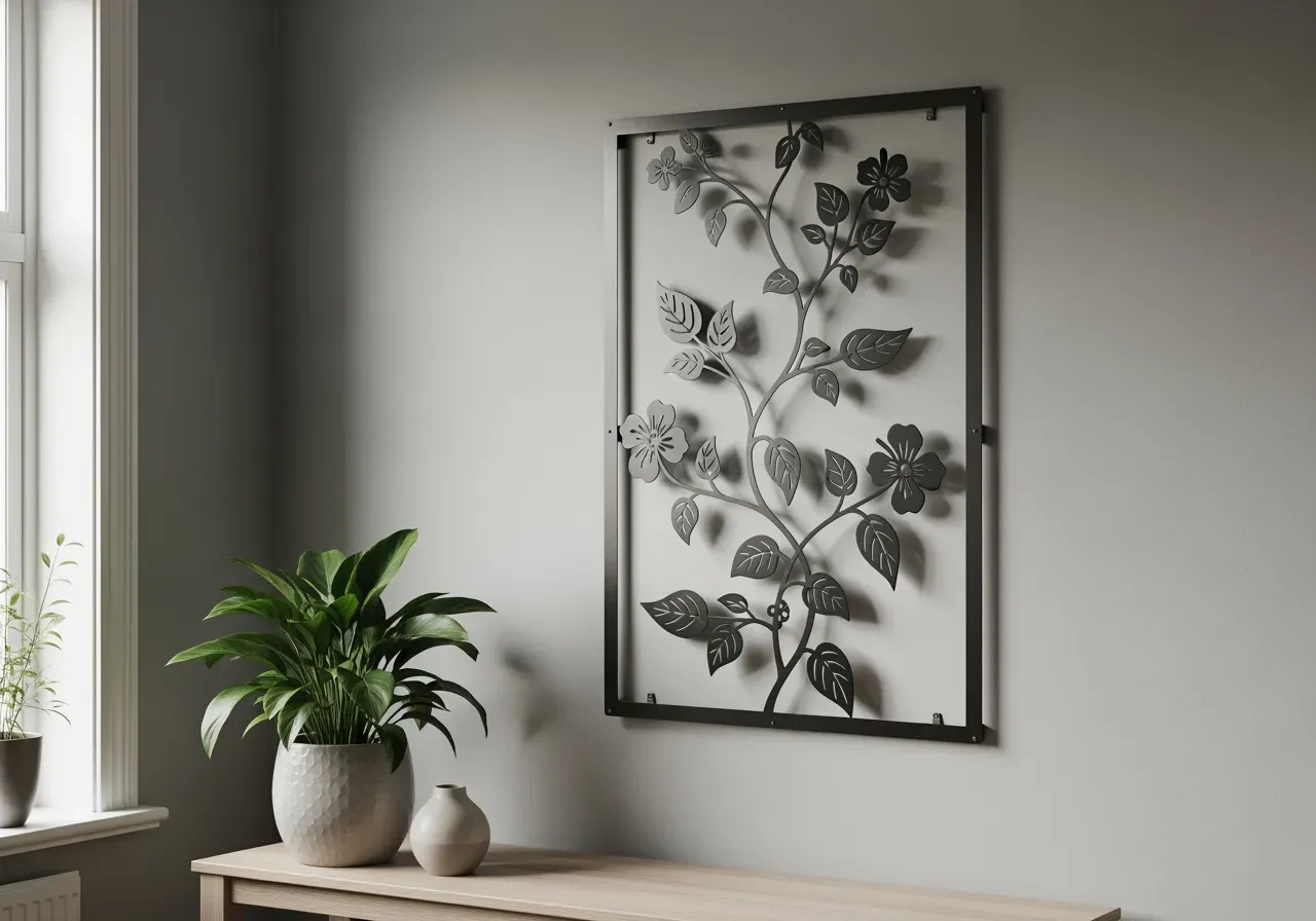 Exotiska blommor i metall hemma