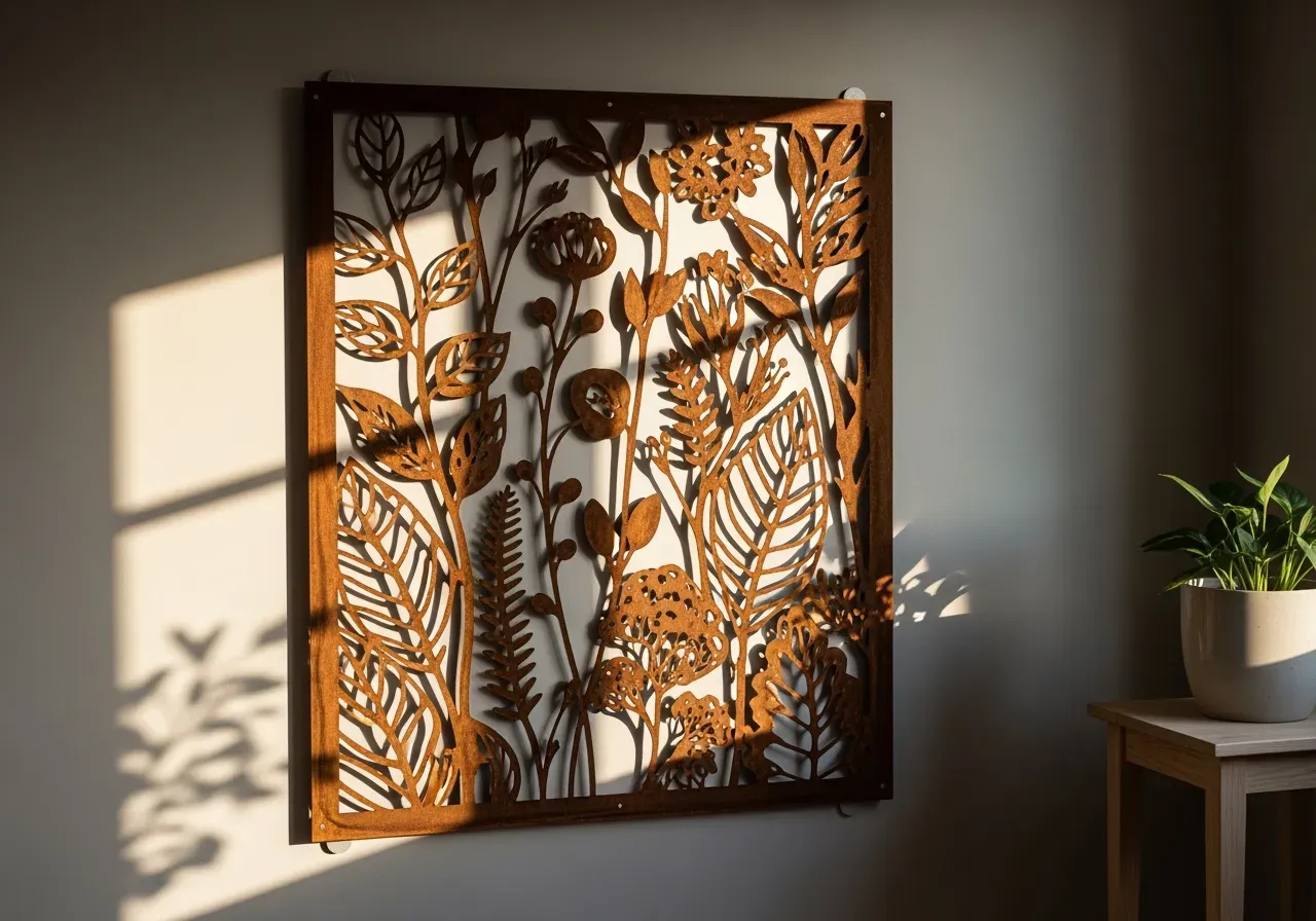 Monstera lupin och vass i metall